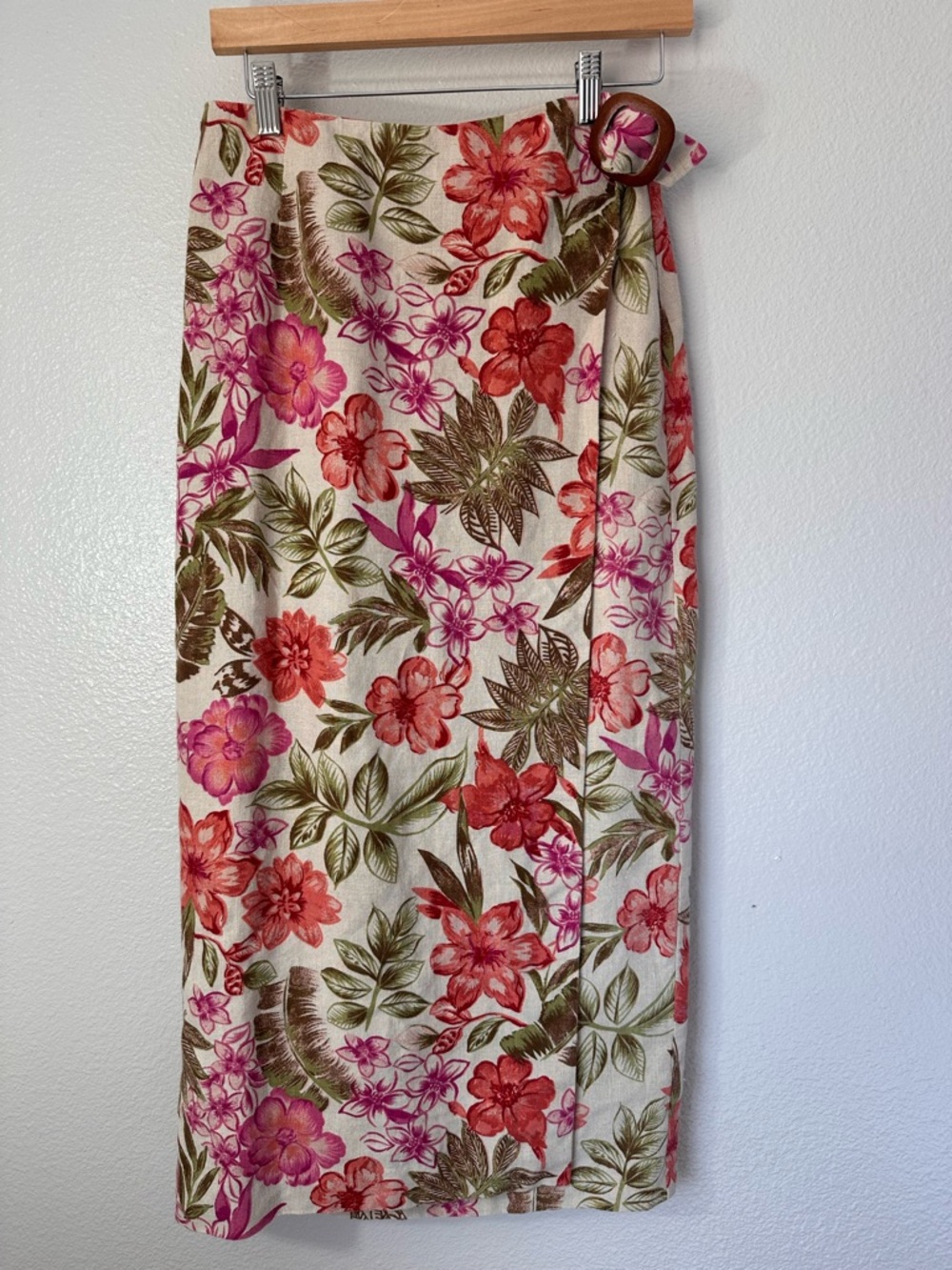 Charter Club Floral Midi Skirt in Cream, Pink, Red, Green